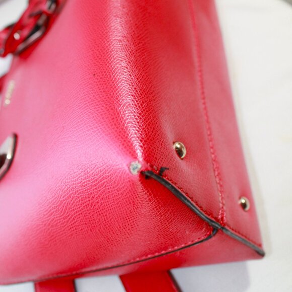 Guess "Liya" Red Faux Saffiano Satchel, Shoulder Bag, Crossbody - Picture 15 of 16